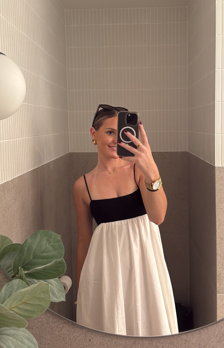 Akari White Contrast Maxi Dress