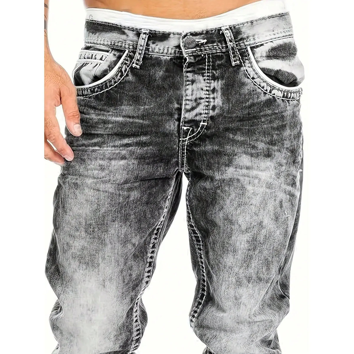 Men's Fashion Creative Stretch Denim Jeans,Minimalist Style Suitable For Summer, Emo Style